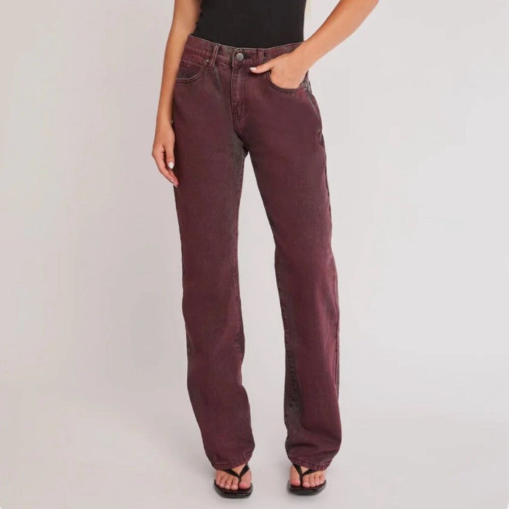 Women's PTCL Red Gray Jeans Nordstrom Daisy Non Stretch Straight Leg Jean 27